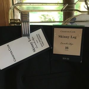 Charter Club Skinny Leg Cambridge pull on pants. Size 16. Dark black